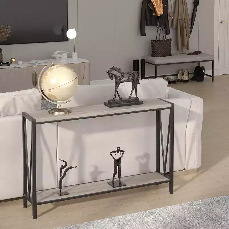 42.9 Entryway Table with Storage, 2-Tier Console Table with Open Shelf,Behind Couch Entry Foyer Hallway Storage, for Entrance, Living Room