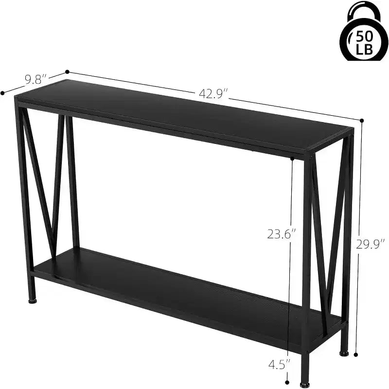 42.9 Entryway Table with Storage, 2-Tier Console Table with Open Shelf,Behind Couch Entry Foyer Hallway Storage, for Entrance, Living Room