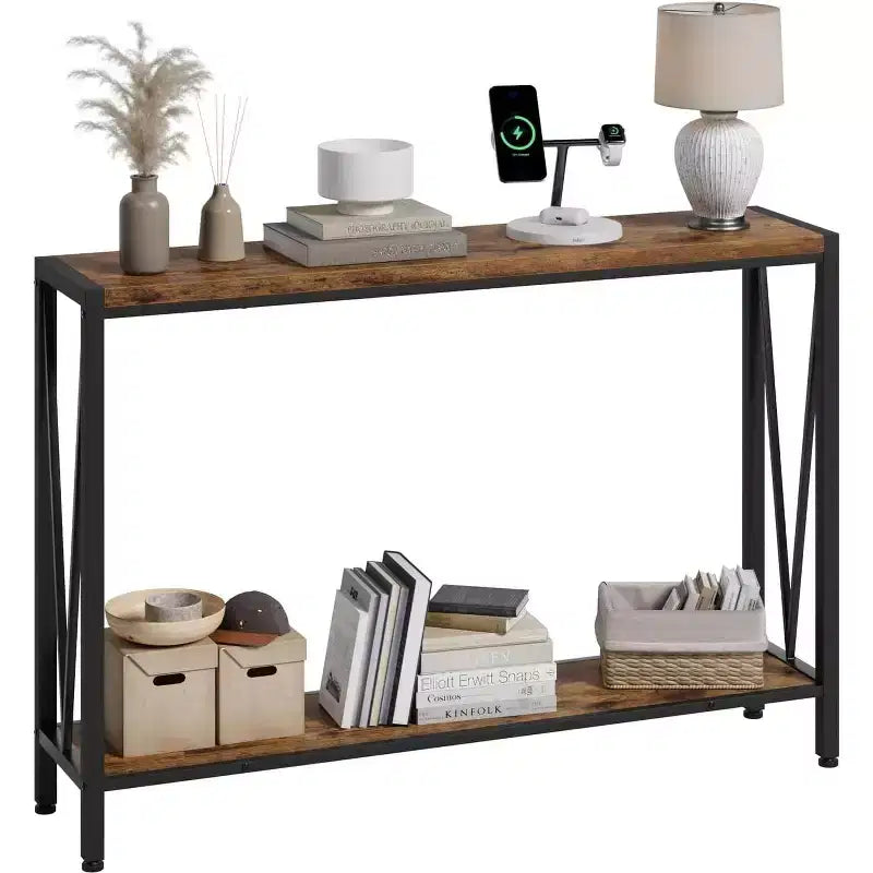 42.9 Entryway Table with Storage, 2-Tier Console Table with Open Shelf,Behind Couch Entry Foyer Hallway Storage, for Entrance, Living Room