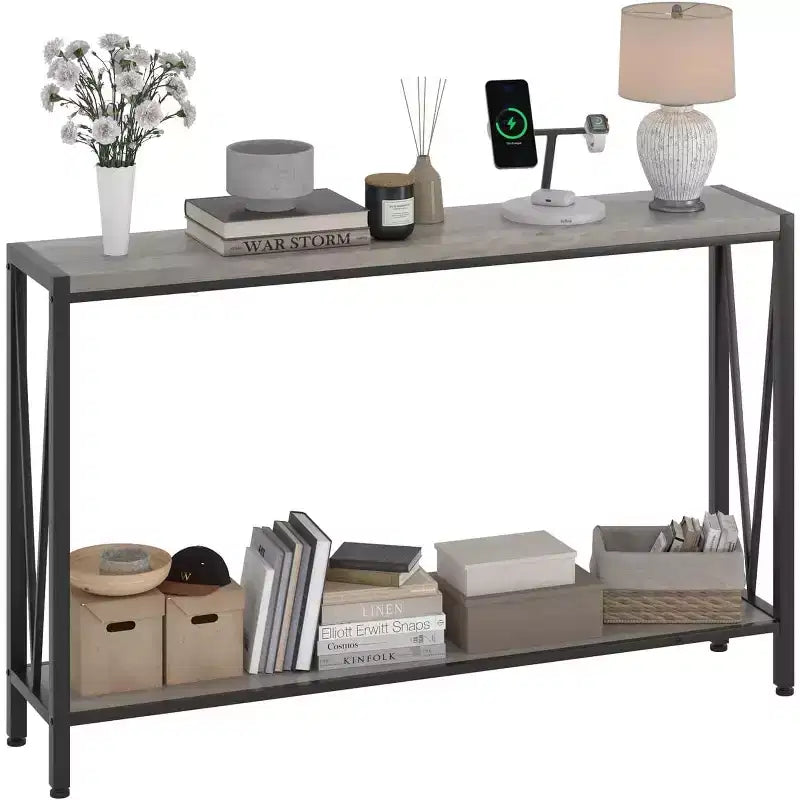 42.9 Entryway Table with Storage, 2-Tier Console Table with Open Shelf,Behind Couch Entry Foyer Hallway Storage, for Entrance, Living Room