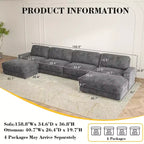 Dyonery 158 Grand canapé modulable sectionnel, tissu CHENILLE avec assise profonde, assemblage sans outil