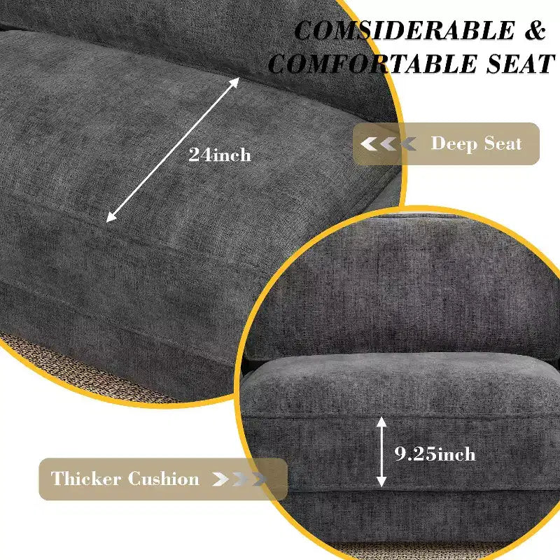 Dyonery 158 Grand canapé modulable sectionnel, tissu CHENILLE avec assise profonde, assemblage sans outil