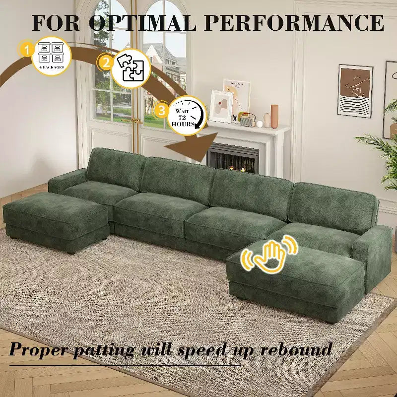 Dyonery 158 Grand canapé modulable sectionnel, tissu CHENILLE avec assise profonde, assemblage sans outil