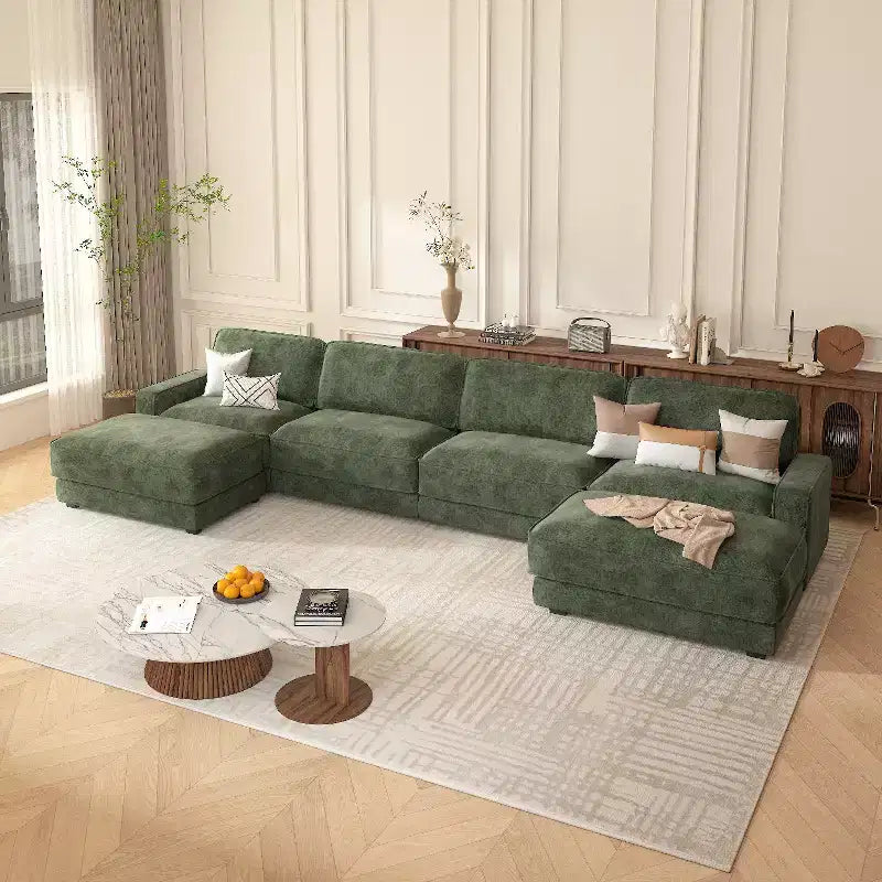 Dyonery 158 Grand canapé modulable sectionnel, tissu CHENILLE avec assise profonde, assemblage sans outil