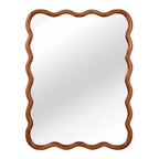 PexFix Miroir décoratif mural rectangulaire ondulé 30 x 40 avec cadre en bois massif, style moderne et rustique, pour chambre, salle de bain, salon, entrée, marron
