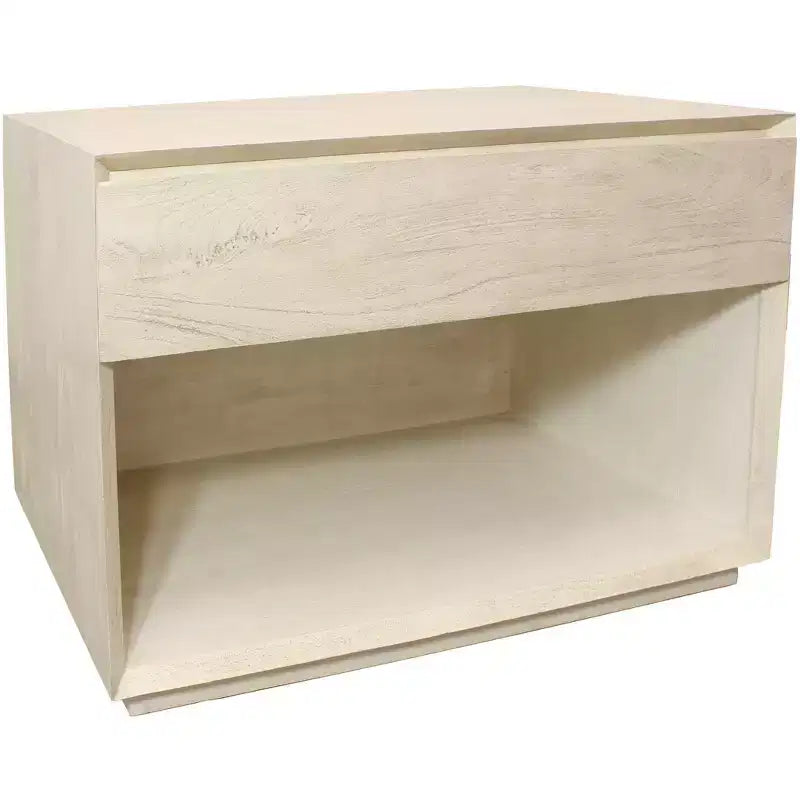 Table de chevet HomeRoots 24 à un tiroir en bois massif naturel à texture nervurée