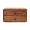 HomeRoots 18 Brown Solid Wood Two Drawer Floating Nightstand