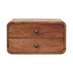 HomeRoots 18 Brown Solid Wood Two Drawer Floating Nightstand