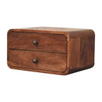 Table de chevet flottante HomeRoots 18 po en bois massif marron à deux tiroirs