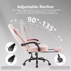 Chaise de bureau ergonomique Okak avec accoudoirs rembourrés, chaise de jeu avec repose-pieds et soutien lombaire, chaise pivotante à roulettes pour la maison et le bureau
