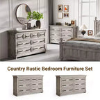Commode à 8 tiroirs, commode de 140 cm de large pour chambre à coucher, commode de style ferme avec poignées en métal, meuble à tiroirs avec texture bois naturel