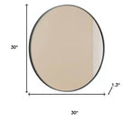 HomeRoots Miroir de salle de bain rond à cadre métallique noir de 30 pouces