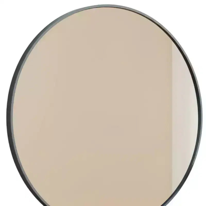 HomeRoots Miroir de salle de bain rond à cadre métallique noir de 30 pouces