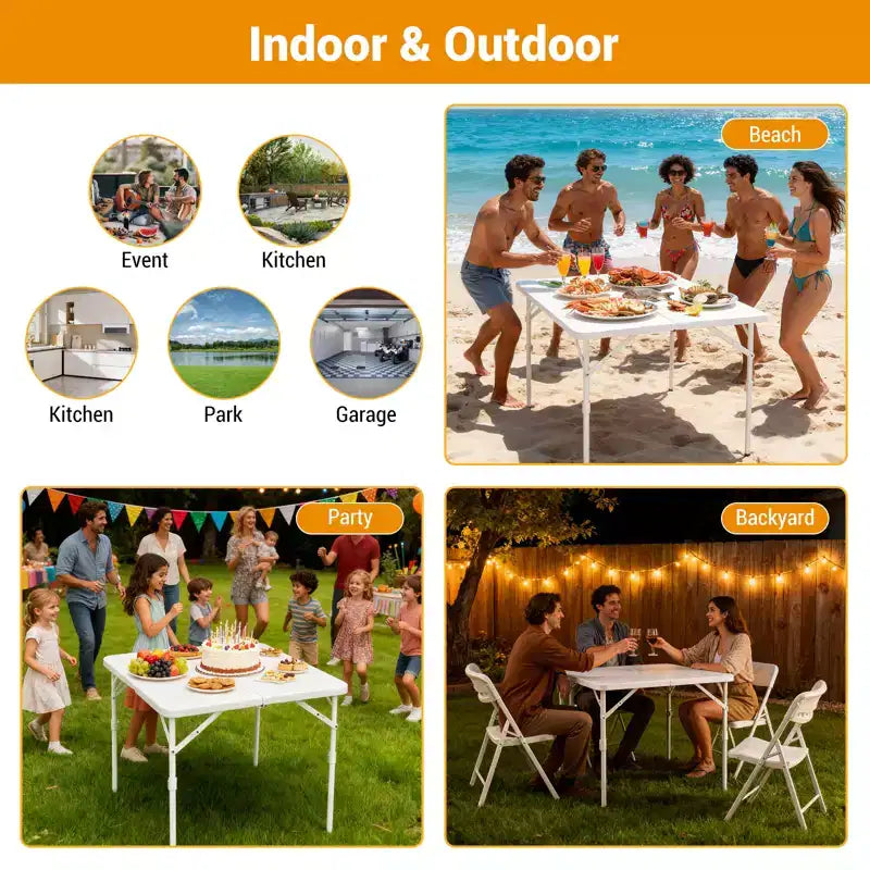 Table pliante carrée de 86 cm avec cadre métallique, table de jeu pliable portable multifonctionnelle avec poignée de transport pour camping, pique-nique intérieur et extérieur