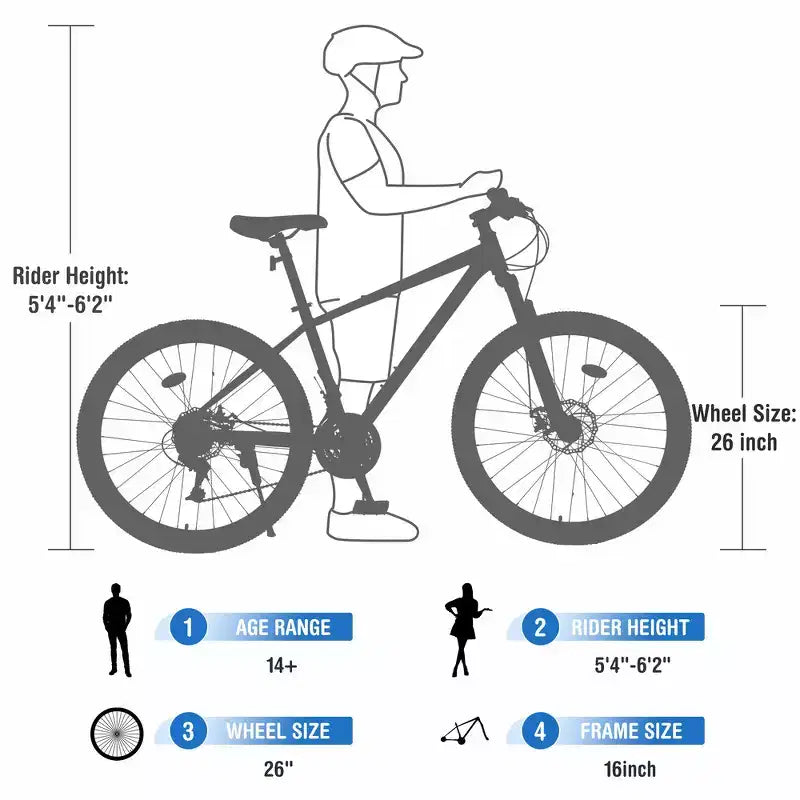 VTT tout suspendu Whisen 26 avec dérailleur arrière 8 vitesses, pneus KENDA à fourche, freins à double disque