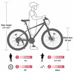 VTT tout suspendu Whisen 26 avec dérailleur arrière 8 vitesses, pneus KENDA à fourche, freins à double disque