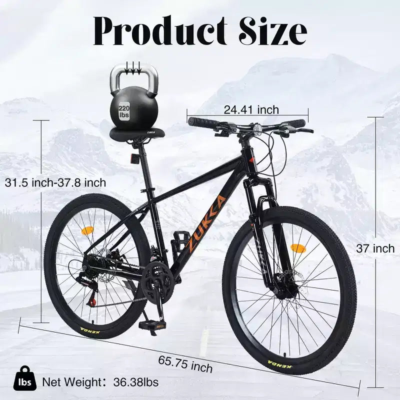 VTT tout suspendu Whisen 26 avec dérailleur arrière 8 vitesses, pneus KENDA à fourche, freins à double disque