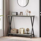 Console étroite d'entrée Table console industrielle à 2 niveaux, table d'appoint fine pour canapé, pour couloir, chambre, salon, hall d'entrée