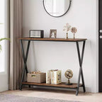 Console étroite d'entrée Table console industrielle à 2 niveaux, table d'appoint fine pour canapé, pour couloir, chambre, salon, hall d'entrée