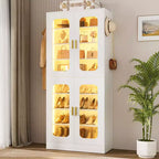 Meuble à chaussures Besiost avec lumière LED, organisateur de chaussures pour placard avec étagères réglables