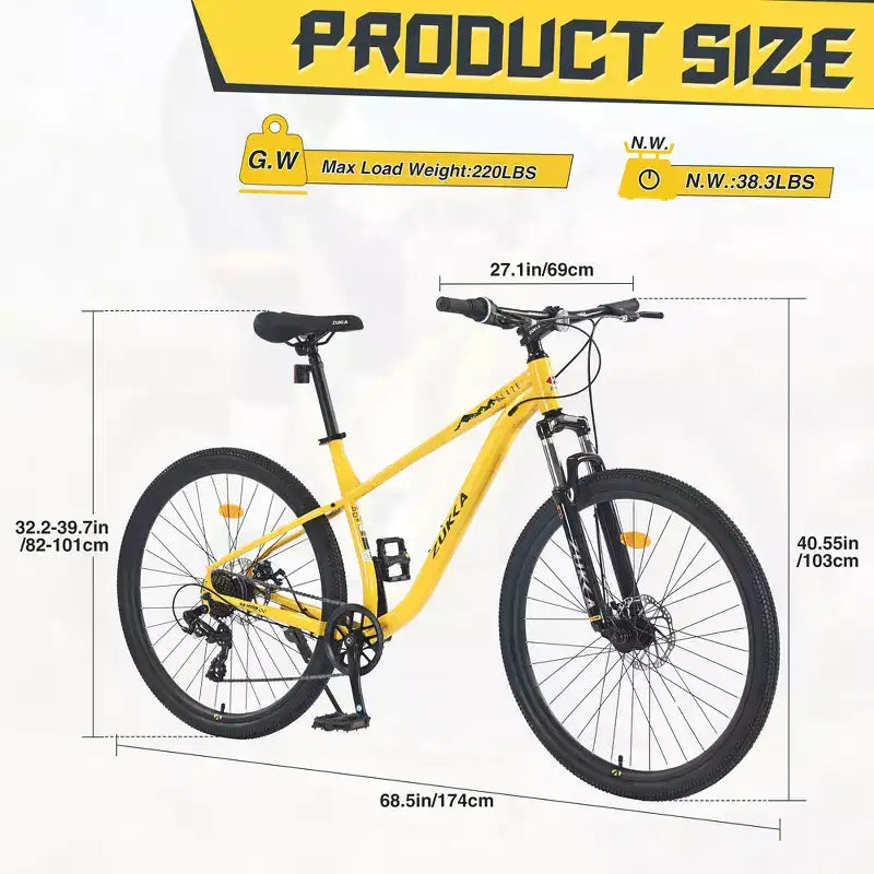 VTT Whisen 27.5 avec dérailleur arrière 8 vitesses, suspension avant, cadre en acier