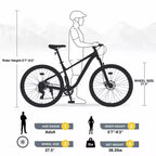 VTT Whisen 27.5 avec dérailleur arrière 8 vitesses, suspension avant, cadre en acier