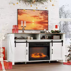 VINGLI Fireplace TV Stand with Sliding Barn Door for 70 Inch TV, Farmhouse Entertainment Center  23 Fireplace