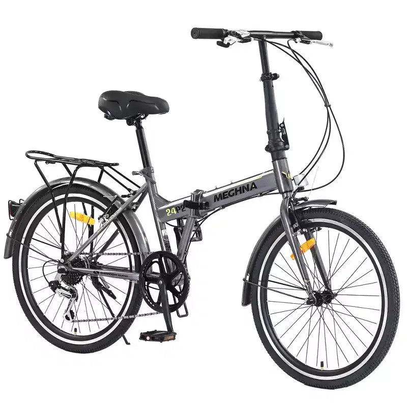 Vélo pliant de ville Whisen 24, vélos adultes avec Shimano 7 vitesses, cadre en acier