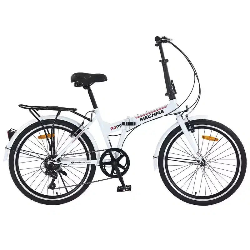 Vélo pliant de ville Whisen 24, vélos adultes avec Shimano 7 vitesses, cadre en acier