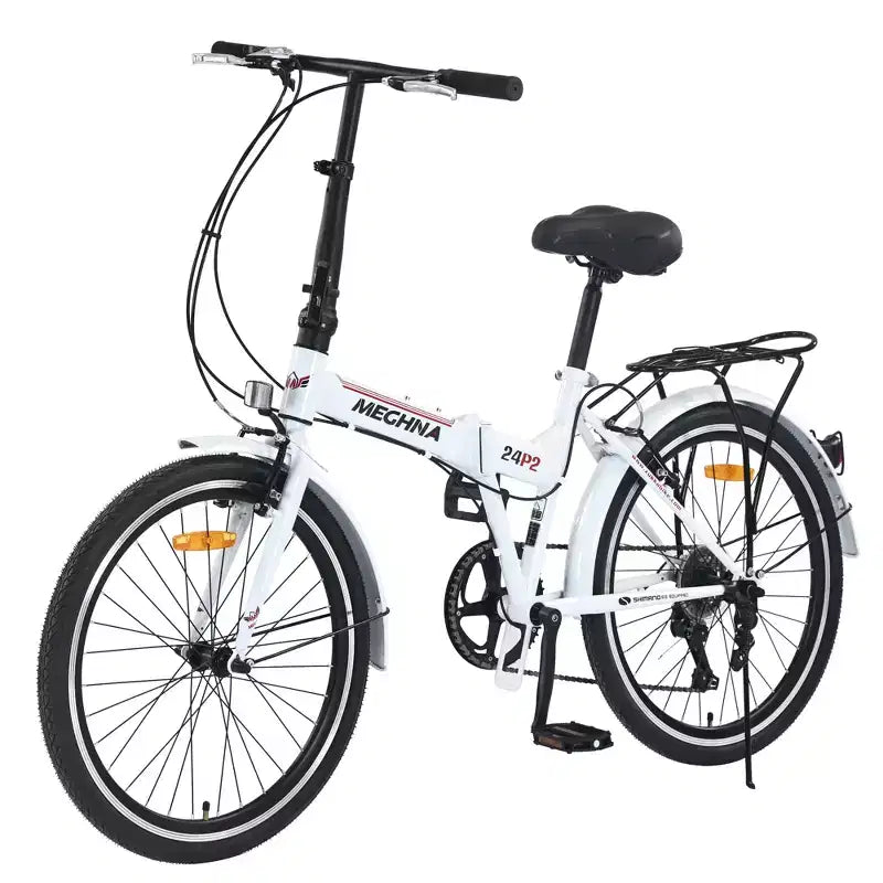 Vélo pliant de ville Whisen 24, vélos adultes avec Shimano 7 vitesses, cadre en acier