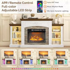 VINGLI 70'' Fireplace TV Stand for 80 inch TVs, Electric Fireplace with Mantel, Modern Entertainment Center with LED