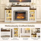 VINGLI 70'' Fireplace TV Stand for 80 inch TVs, Electric Fireplace with Mantel, Modern Entertainment Center with LED