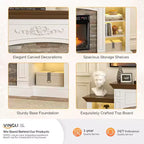 VINGLI 70'' Fireplace TV Stand for 80 inch TVs, Electric Fireplace with Mantel, Modern Entertainment Center with LED