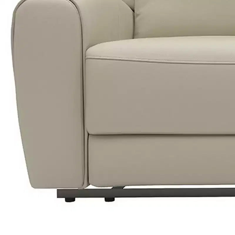 Canapé inclinable manuel Royal Hampton, 104 cm, console centrale, cuir grainé beige
