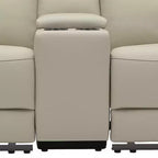 Canapé inclinable manuel Royal Hampton, 104 cm, console centrale, cuir grainé beige