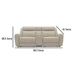 Canapé inclinable manuel Royal Hampton, 104 cm, console centrale, cuir grainé beige