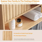 Meuble haut de salle de bain VINGLI avec 2 portes cannelées (chêne naturel)