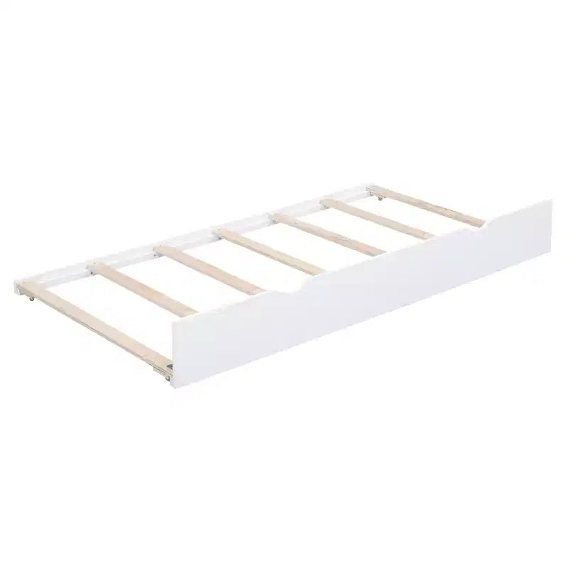 Twin Size Daybed with Trundle and Storage Shelves, Wood Platform Bed with Charging Station, USB Port, Blackboard and Cork Board, White