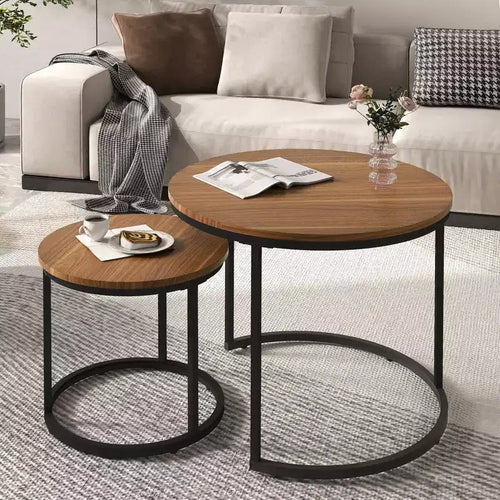 23 Nesting Coffee Tables Set of 2, Round Coffee Table for Living Room, Bedroom