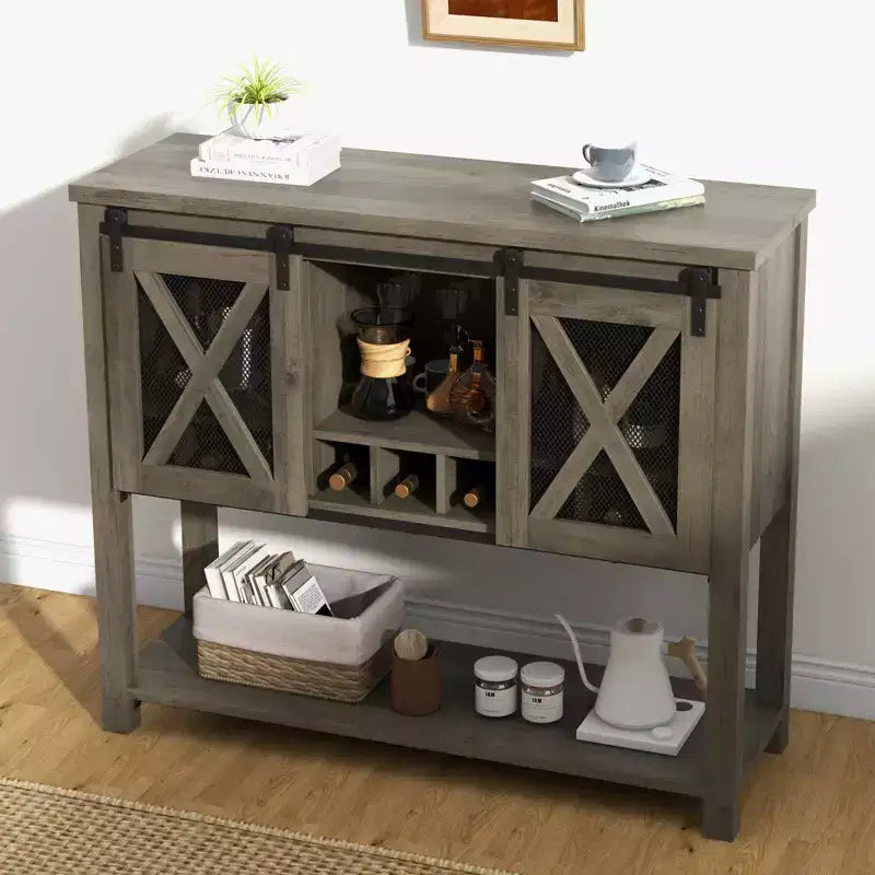 Buffet Vaisselier avec Rangement, Meuble Bar à Vin de Ferme, avec Range-Verres, Idéal pour la Maison, la Salle à Manger, le Salon
