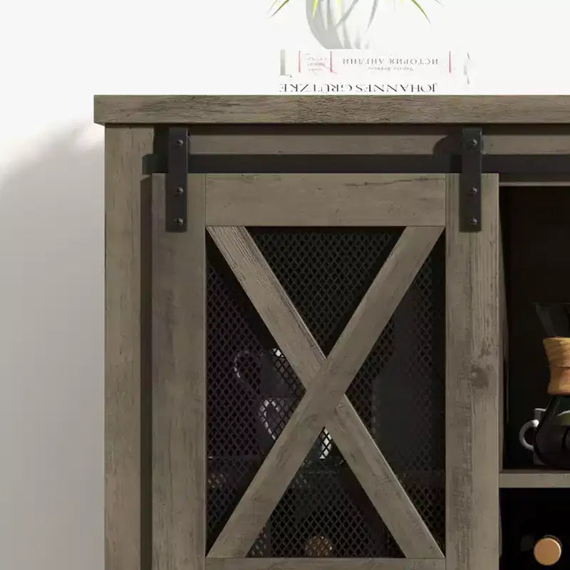 Buffet Vaisselier avec Rangement, Meuble Bar à Vin de Ferme, avec Range-Verres, Idéal pour la Maison, la Salle à Manger, le Salon