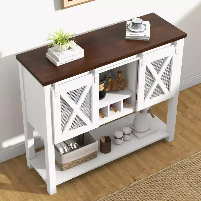Buffet Vaisselier avec Rangement, Meuble Bar à Vin de Ferme, avec Range-Verres, Idéal pour la Maison, la Salle à Manger, le Salon