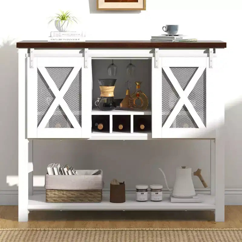 Buffet Vaisselier avec Rangement, Meuble Bar à Vin de Ferme, avec Range-Verres, Idéal pour la Maison, la Salle à Manger, le Salon