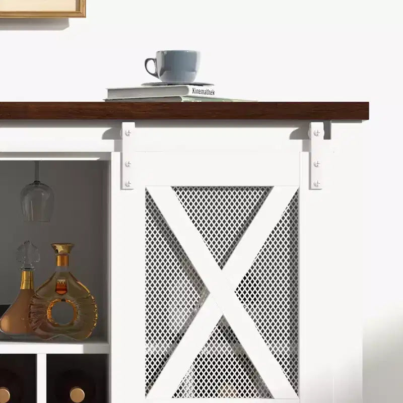 Buffet Vaisselier avec Rangement, Meuble Bar à Vin de Ferme, avec Range-Verres, Idéal pour la Maison, la Salle à Manger, le Salon
