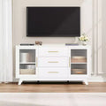 2 Fluted Glass Doors, 3 Large Drawers, Sideboard Buffet Cabinet, for Living Room, Dining RoomWood