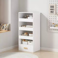 Whisen 4-Tier Freestanding Bookshelf with 3 Sliding Drawers and 1 Bottom Drawer - White