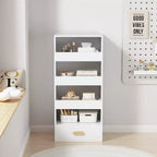 Whisen 4-Tier Freestanding Bookshelf with 3 Sliding Drawers and 1 Bottom Drawer - White