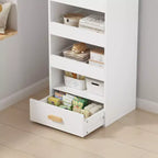 Whisen 4-Tier Freestanding Bookshelf with 3 Sliding Drawers and 1 Bottom Drawer - White