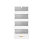 Whisen 4-Tier Freestanding Bookshelf with 3 Sliding Drawers and 1 Bottom Drawer - White