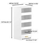Whisen 4-Tier Freestanding Bookshelf with 3 Sliding Drawers and 1 Bottom Drawer - White